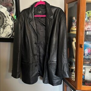 jf j.ferrar Black Leather/ Lambskin  Trench Coat